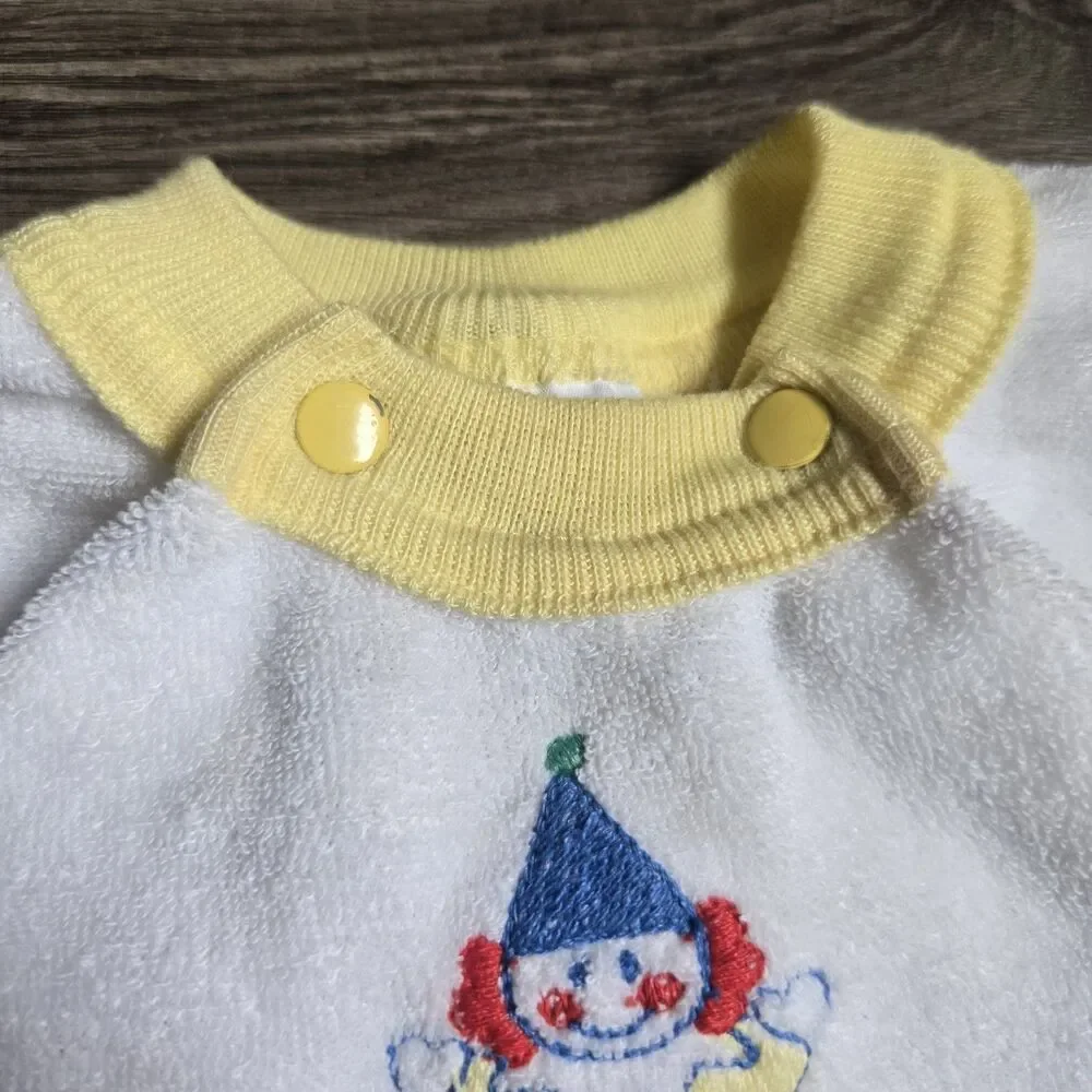 Vintage Carters Clown Sleeper Footie Pajamas 3-6 Months Terry Cloth Red Blue Y2K